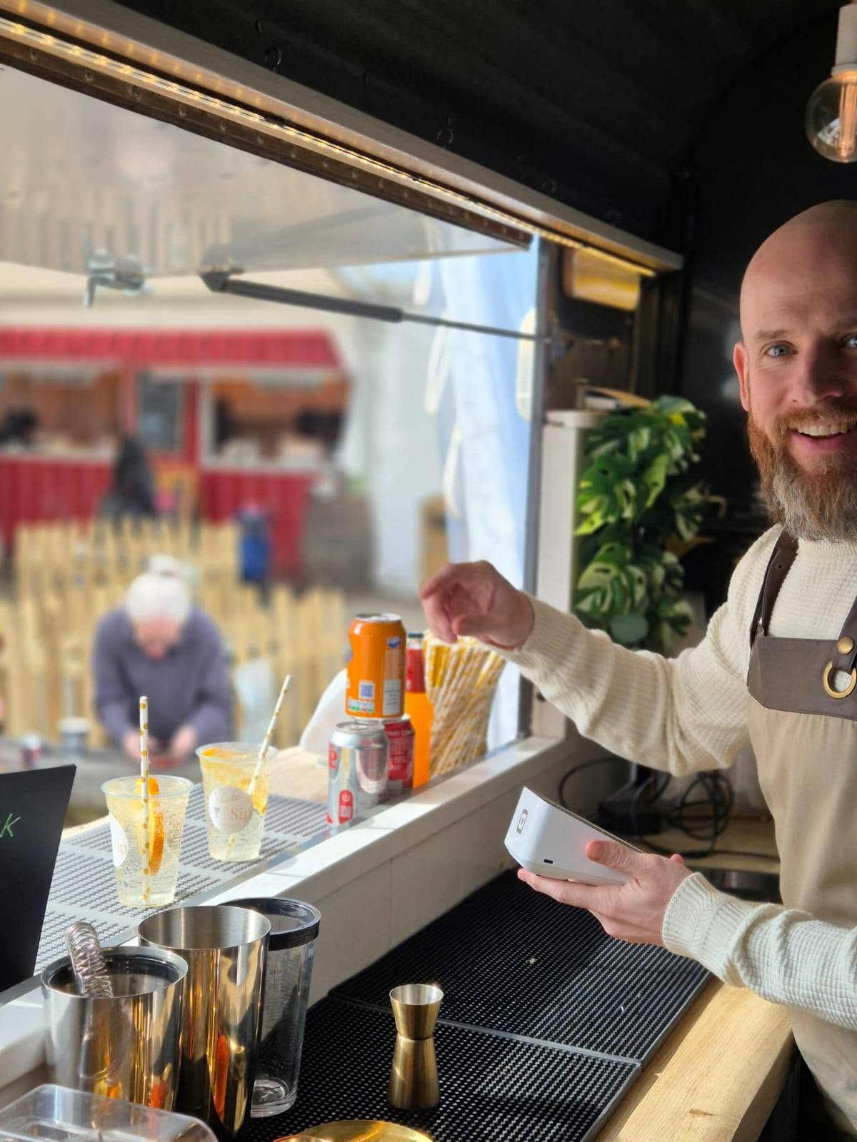 Shake & Sip team member working behind the Horsebox Bar