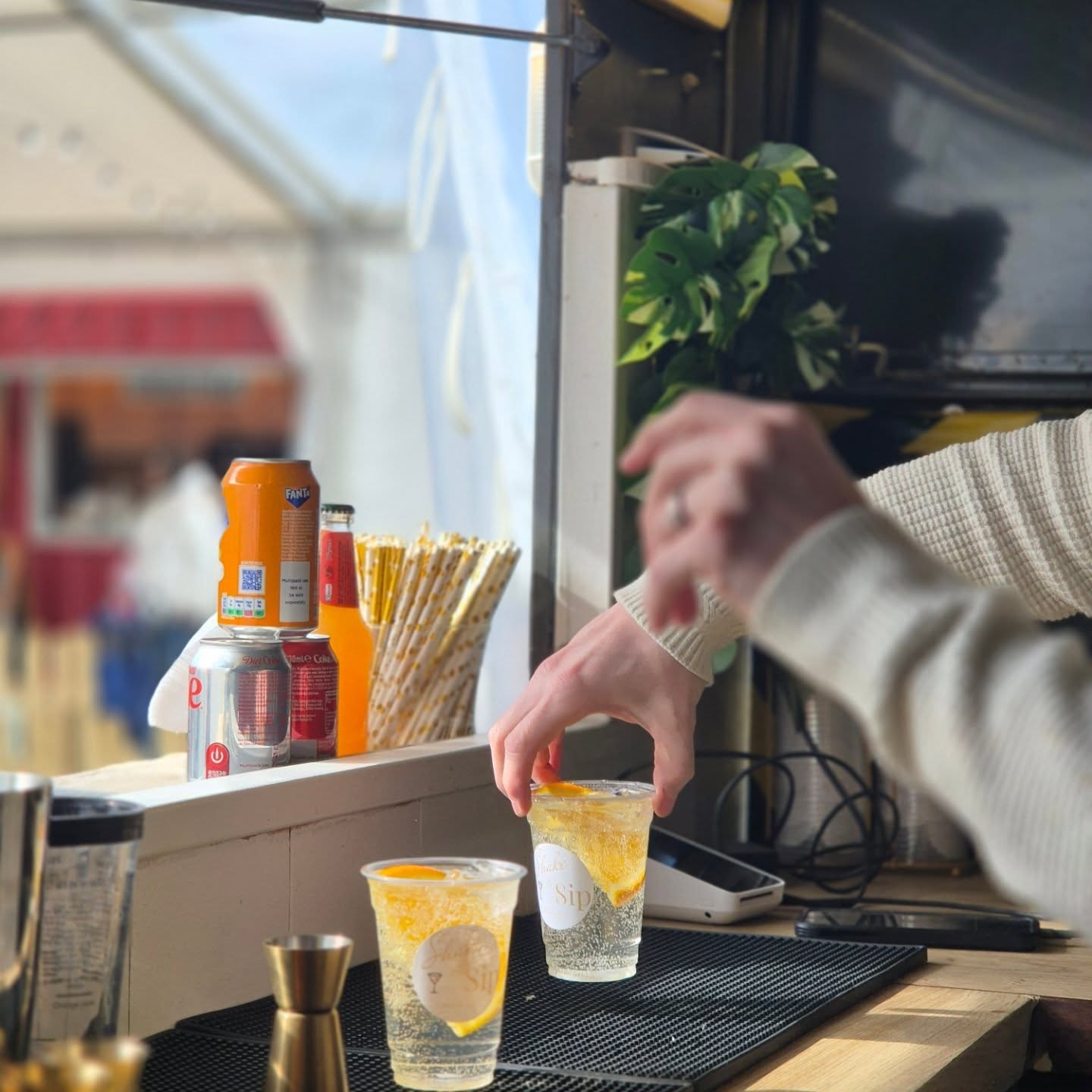 Drinks being finished and served at the Shake & Sip bar