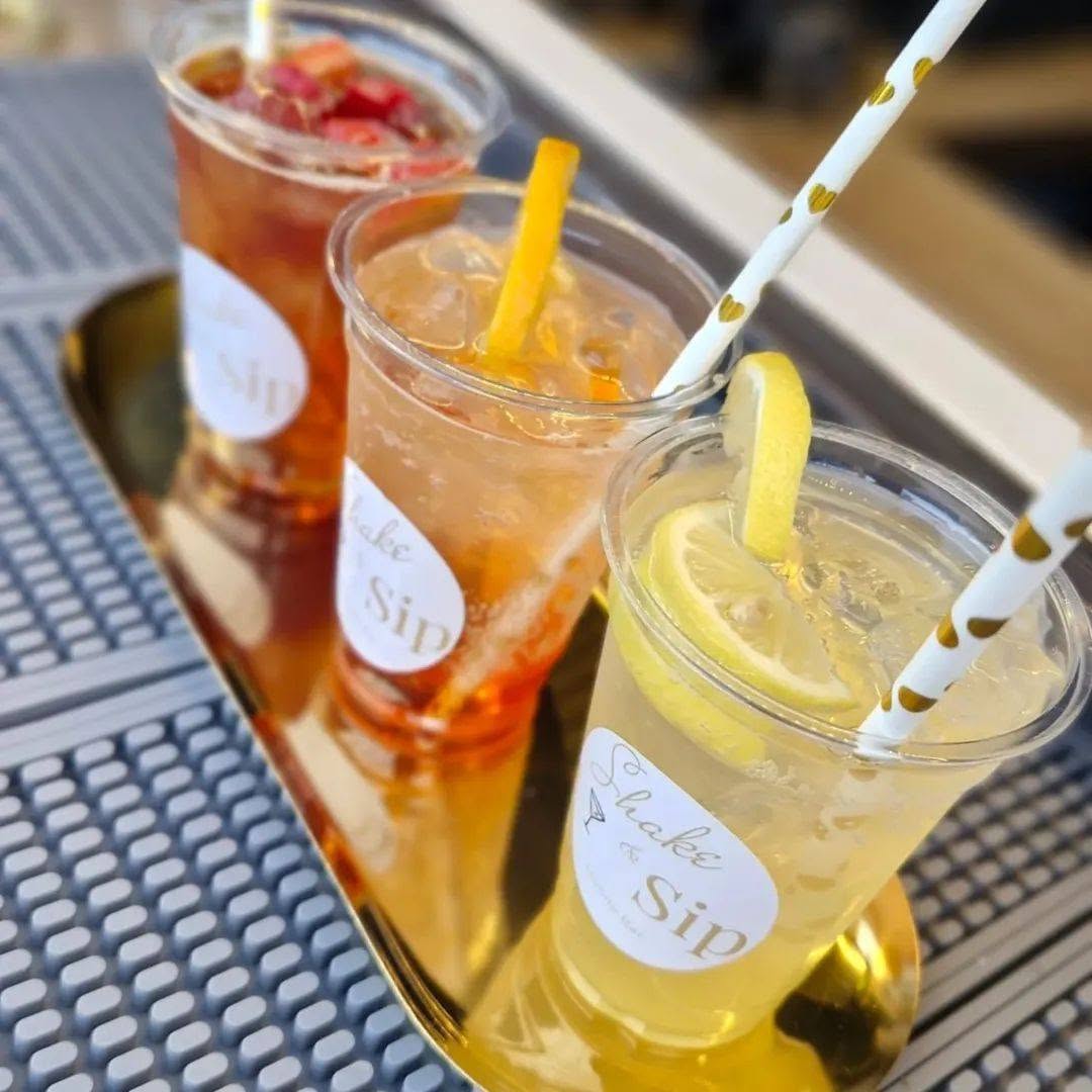 Three Shake & Sip drinks presented together