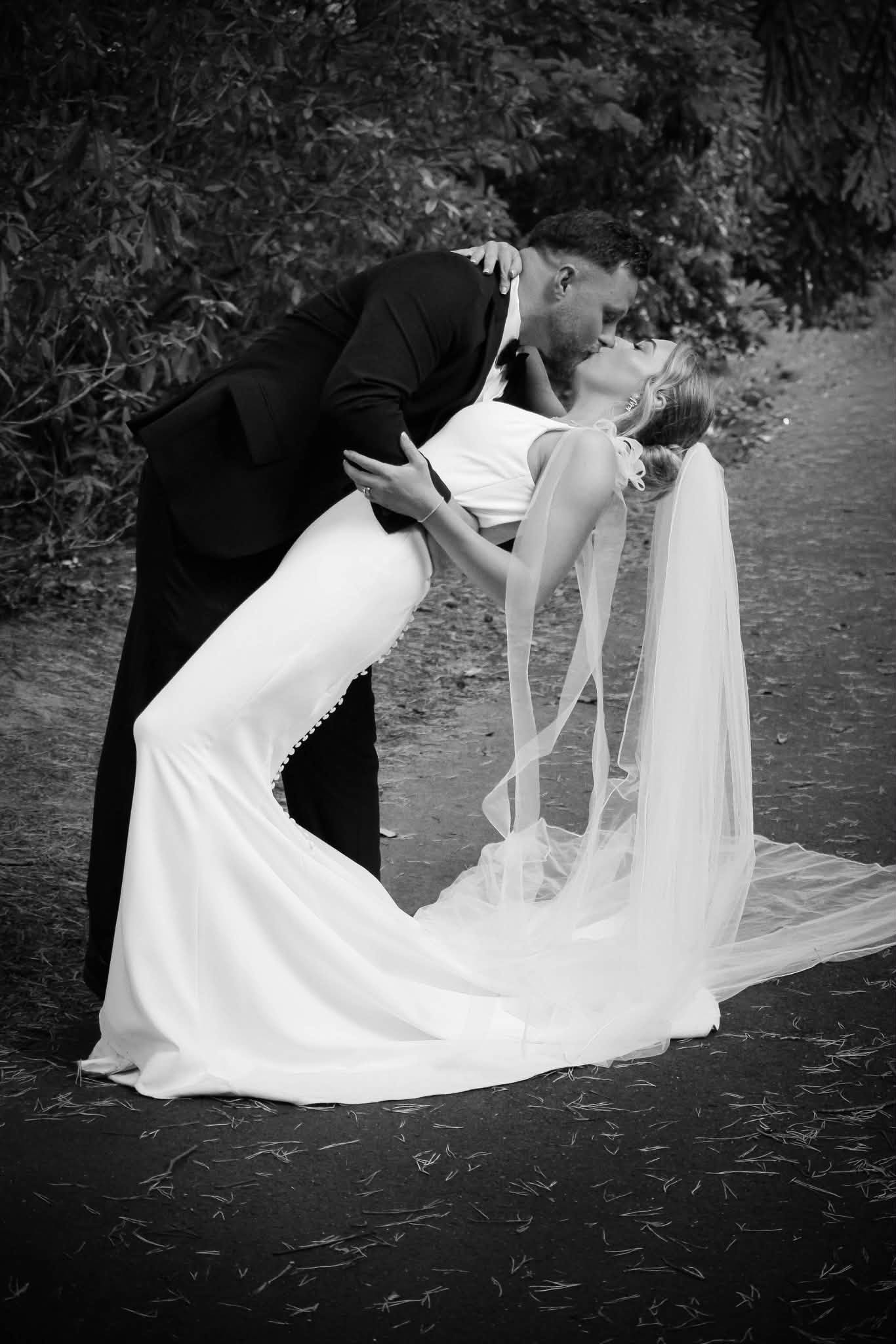 A newly married couple celebrating their wedding day