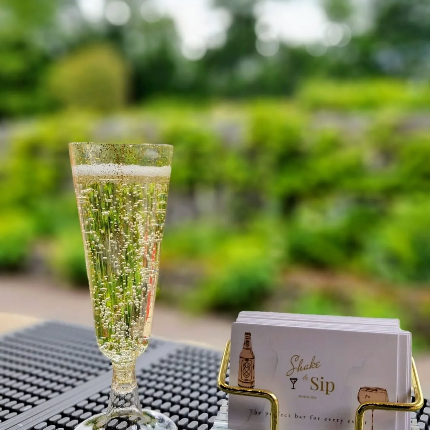 Glass of prosecco at the Shake & Sip bar